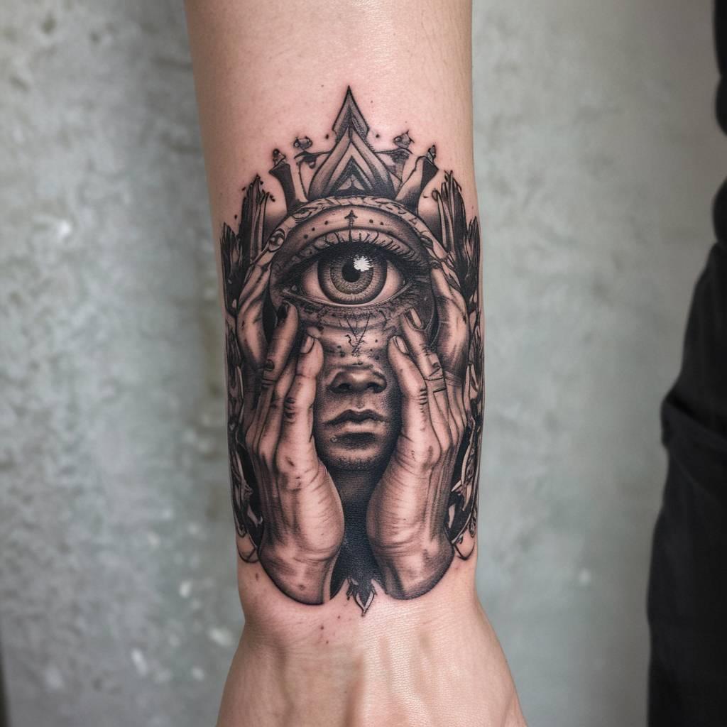 42 Divine And Meaningful Ideas For Praying Hands Tattoos That Improve One's Character! 38 Praying Hands with Third Eye tattoo